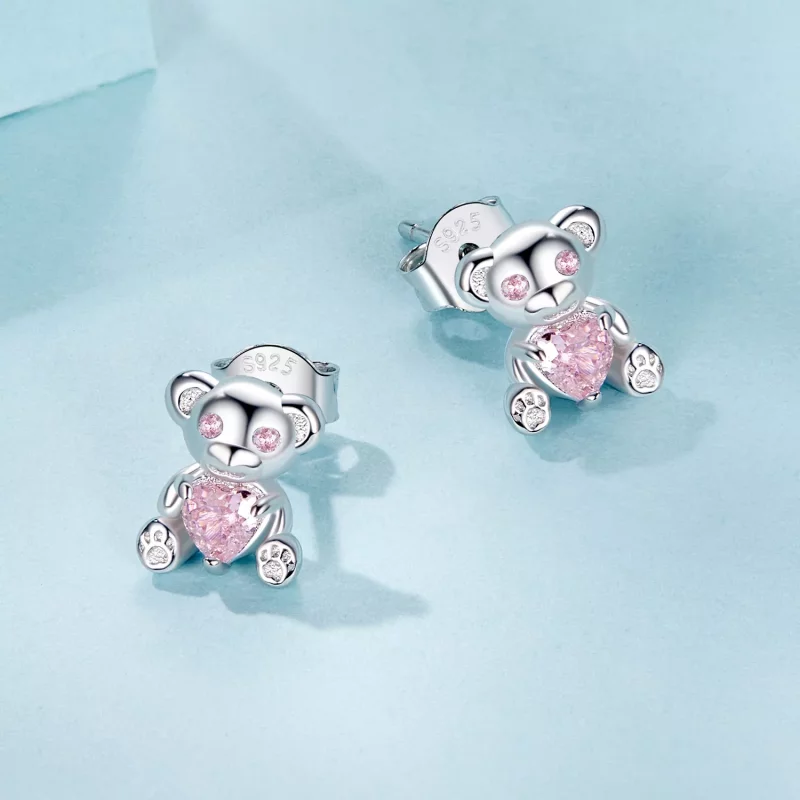 (afbeelding voor) PANDORA-stijl Love Bear-oorbellen - SCE1774 - Bekijken 3