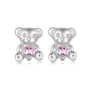 PANDORA-stijl Love Bear-oorbellen - SCE1774 (afbeelding voor) PANDORA-stijl Love Bear-oorbellen - SCE1774