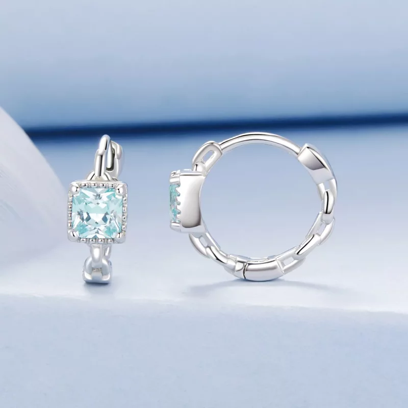 (afbeelding voor) PANDORA Stijl Marineblauwe Prinses Vierkante Oorbellen - BSE1100 - Bekijken 2
