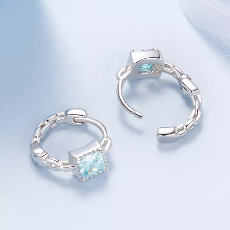 (afbeelding voor) PANDORA Stijl Marineblauwe Prinses Vierkante Oorbellen - BSE1100 - Bekijken 3