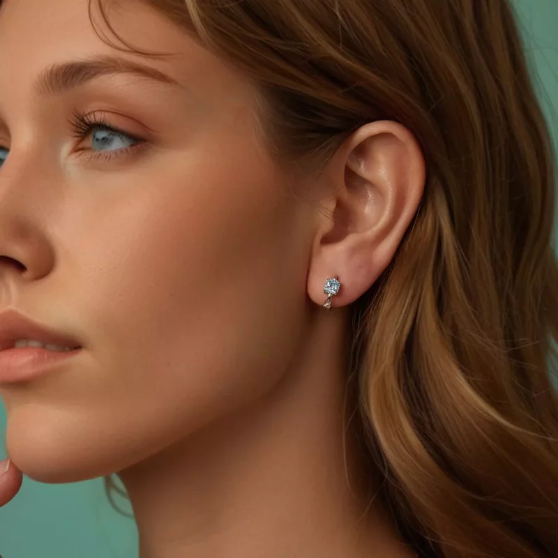 (afbeelding voor) PANDORA Stijl Marineblauwe Prinses Vierkante Oorbellen - BSE1100 - Bekijken 6