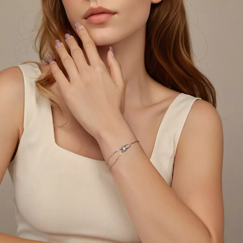 (afbeelding voor) PANDORA Stijl Natuurlijke Aquamarijn Armband - BSB191 - Bekijken 7