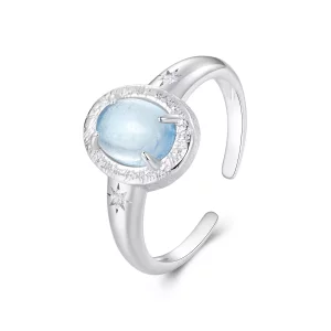 PANDORA Stijl Natuurlijke Aquamarijn Ring - BSR579-E (afbeelding voor) PANDORA Stijl Natuurlijke Aquamarijn Ring - BSR579-E