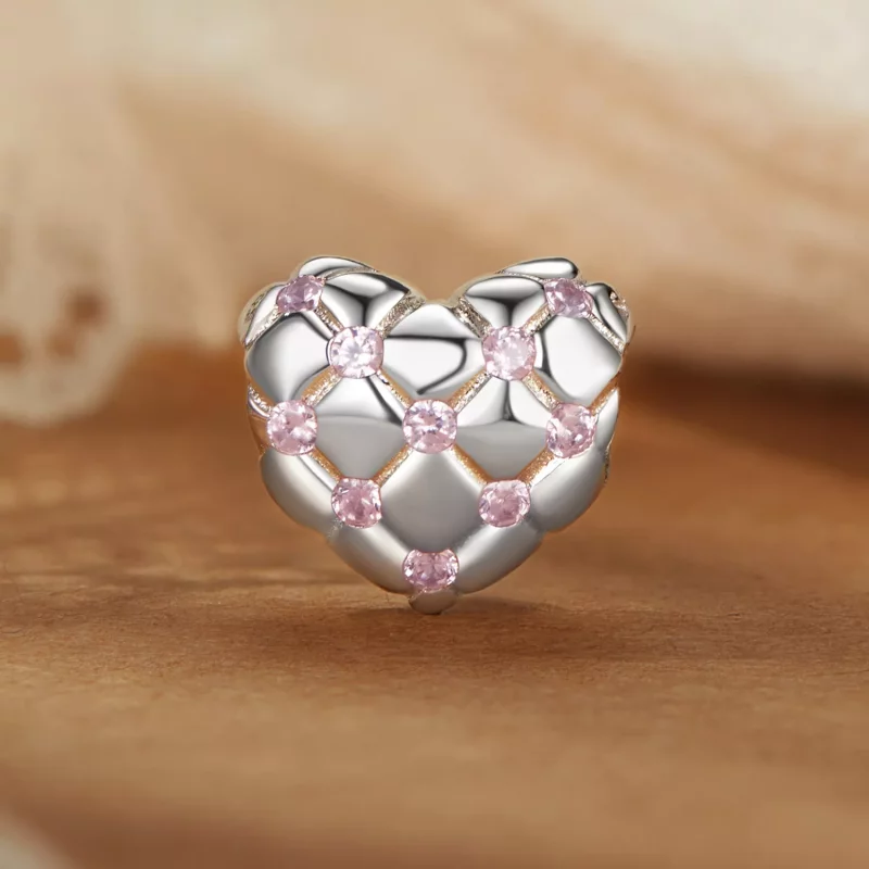(afbeelding voor) PANDORA Stijl Roze diamanten hart kralen - BSC1054 - Bekijken 2