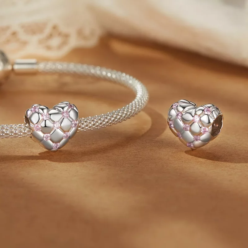 (afbeelding voor) PANDORA Stijl Roze diamanten hart kralen - BSC1054 - Bekijken 4