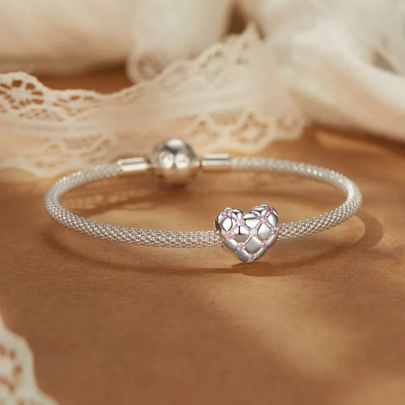 (afbeelding voor) PANDORA Stijl Roze diamanten hart kralen - BSC1054 - Bekijken 5