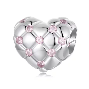 PANDORA Stijl Roze diamanten hart kralen - BSC1054 (afbeelding voor) PANDORA Stijl Roze diamanten hart kralen - BSC1054