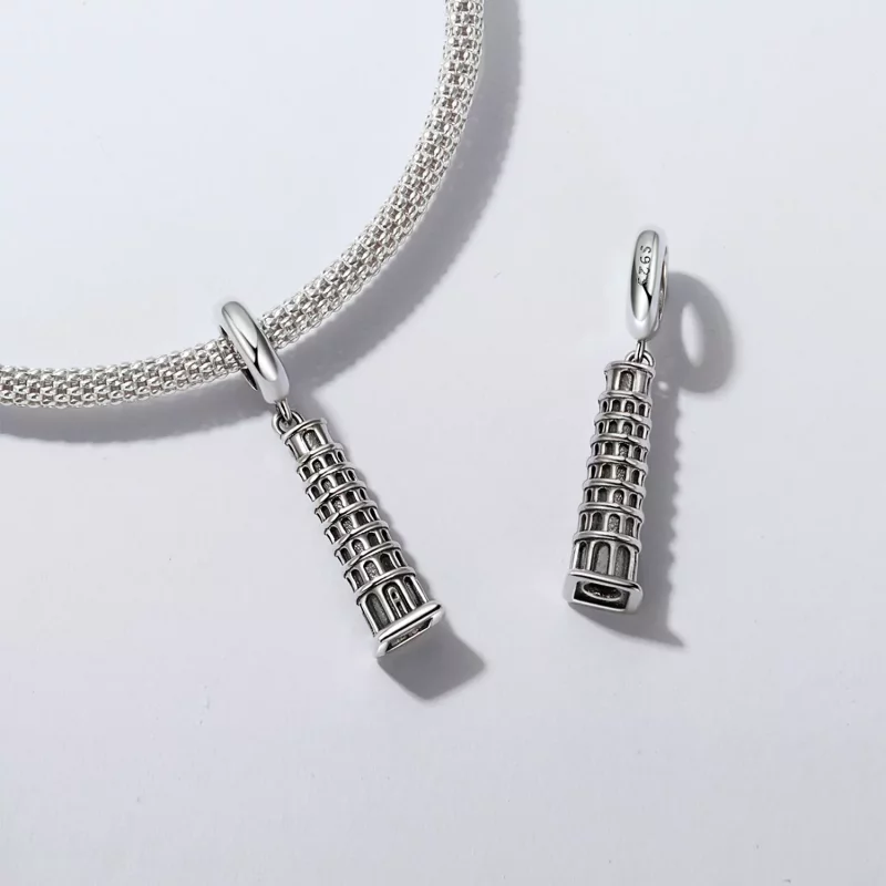 (afbeelding voor) PANDORA-stijl scheve toren van Pisa hanger - SCC2876 - Bekijken 5