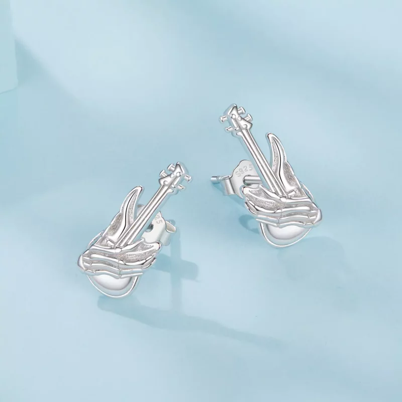 (afbeelding voor) PANDORA Stijl Skelet Hand Bas Oorbellen - SCE1806 - Bekijken 3