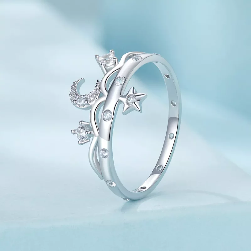 (afbeelding voor) PANDORA Stijl Ster en Maan Ring - SCR1046 - Bekijken 2
