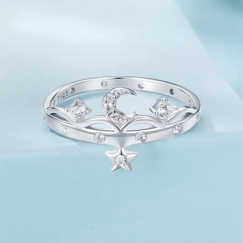(afbeelding voor) PANDORA Stijl Ster en Maan Ring - SCR1046 - Bekijken 3