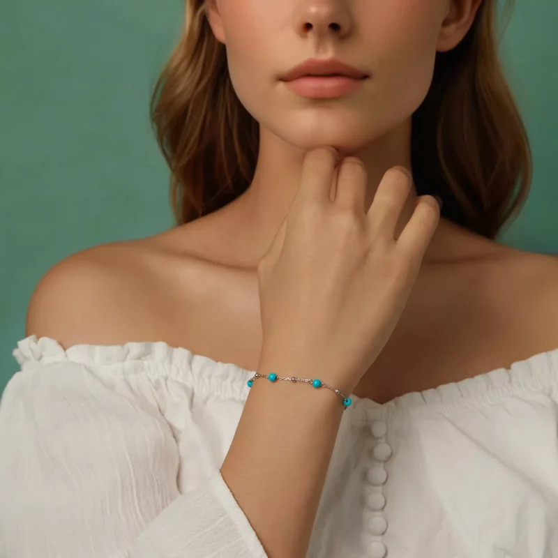 (afbeelding voor) PANDORA Stijl Turquoise Armband - BSB197 - Bekijken 8