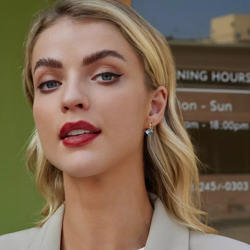 (afbeelding voor) PANDORA Stijl Turquoise Toermalijn Oorbellen - BSE1047 - Bekijken 7