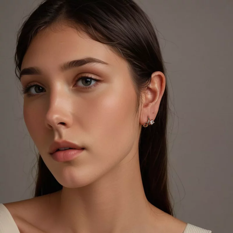 (afbeelding voor) PANDORA Stijl Vierkante zirkonium dubbellaagse oorclips - BSE1052 - Bekijken 7