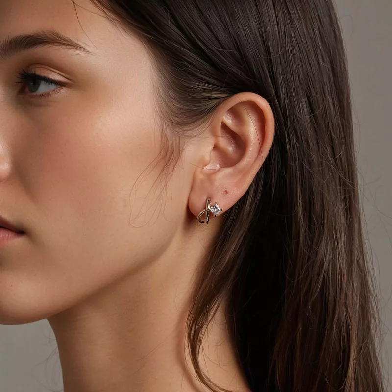 (afbeelding voor) PANDORA Stijl Vierkante zirkonium dubbellaagse oorclips - BSE1052 - Bekijken 8