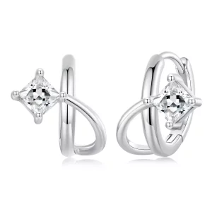 PANDORA Stijl Vierkante zirkonium dubbellaagse oorclips - BSE1052 (afbeelding voor) PANDORA Stijl Vierkante zirkonium dubbellaagse oorclips - BSE1052