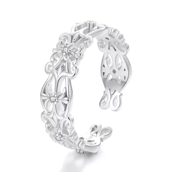 (afbeelding voor) PANDORA Stijl Vintage paleis patroon brede ring - BSR575-E