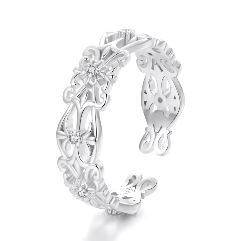 (afbeelding voor) PANDORA Stijl Vintage paleis patroon brede ring - BSR575-E