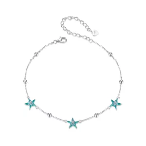PANDORA-stijl zeester-blauwe enkelband - SCT026 (afbeelding voor) PANDORA-stijl zeester-blauwe enkelband - SCT026