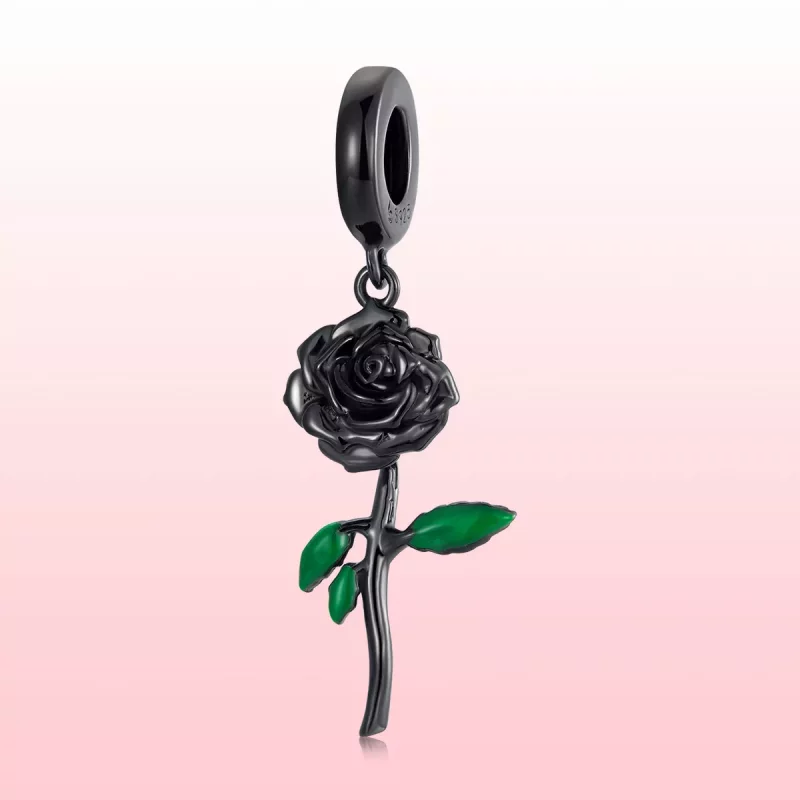 (afbeelding voor) PANDORA Stijl Zwarte Roos Hanger - BSC584 - Bekijken 4
