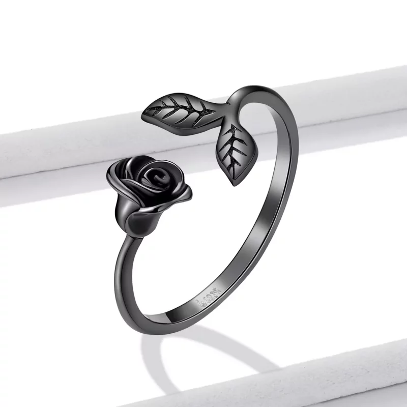 (afbeelding voor) PANDORA Stijl Zwarte Roos Open Ring - BSR239 - Bekijken 2