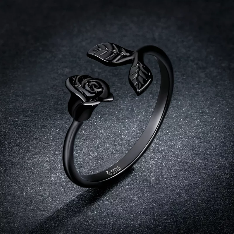 (afbeelding voor) PANDORA Stijl Zwarte Roos Open Ring - BSR239 - Bekijken 5