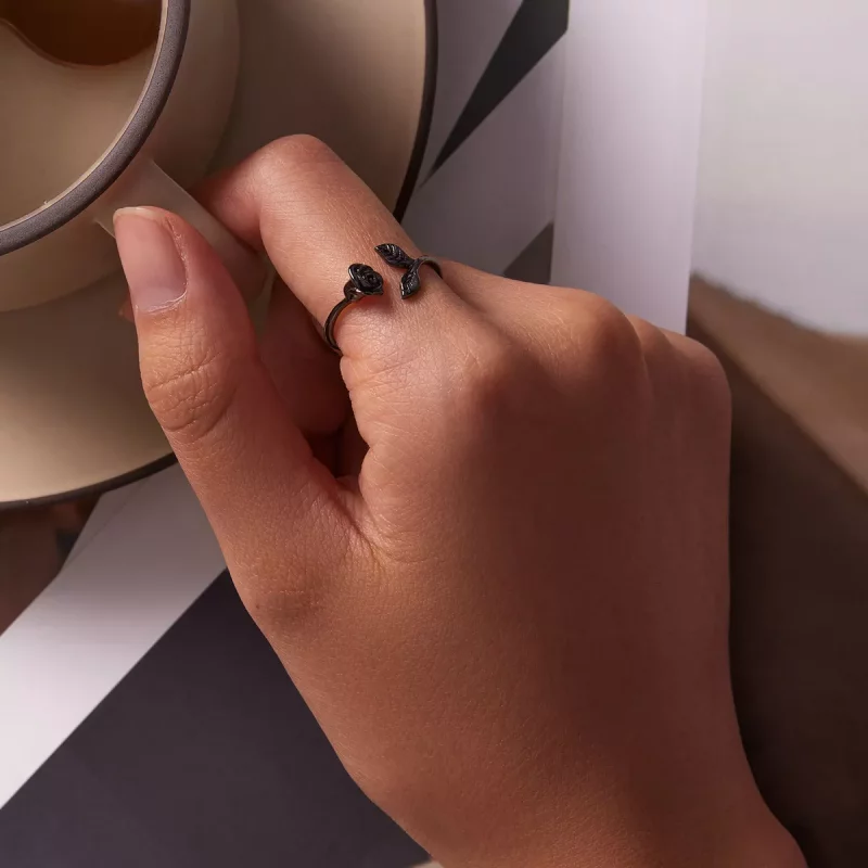 (afbeelding voor) PANDORA Stijl Zwarte Roos Open Ring - BSR239 - Bekijken 6