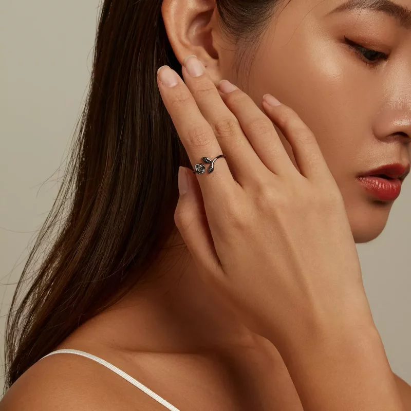 (afbeelding voor) PANDORA Stijl Zwarte Roos Open Ring - BSR239 - Bekijken 8
