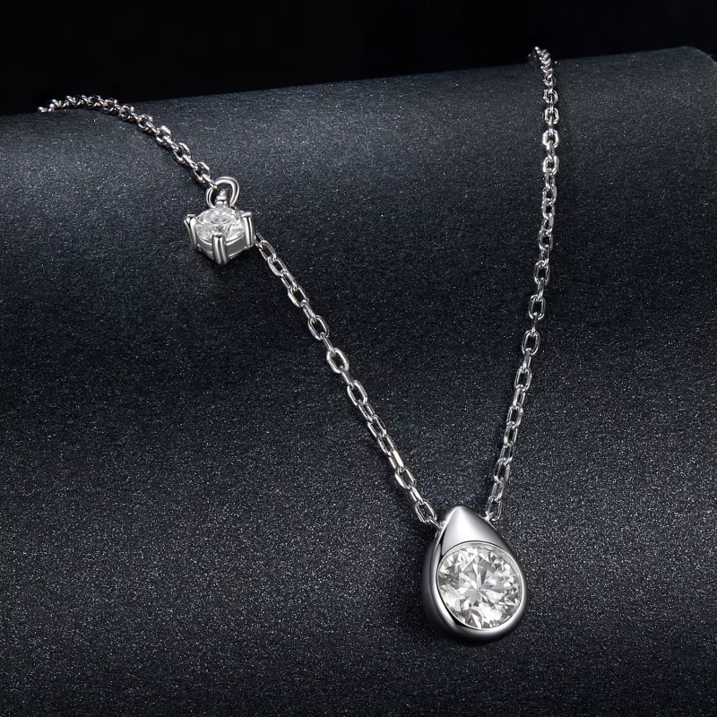 (afbeelding voor) PANDORA Style 0,5ct Moissanite druppel ketting (met één certificaat) - MSN037 - Bekijken 2