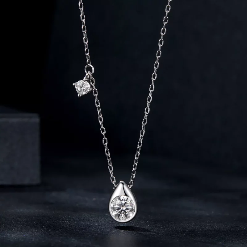 (afbeelding voor) PANDORA Style 0,5ct Moissanite druppel ketting (met één certificaat) - MSN037 - Bekijken 3