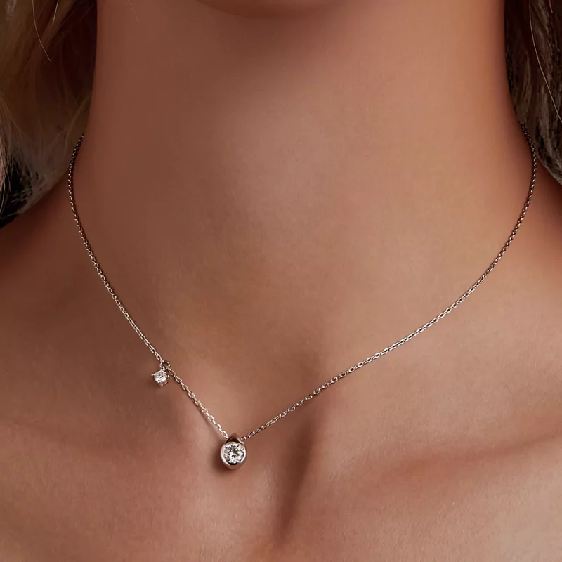 (afbeelding voor) PANDORA Style 0,5ct Moissanite druppel ketting (met één certificaat) - MSN037 - Bekijken 5