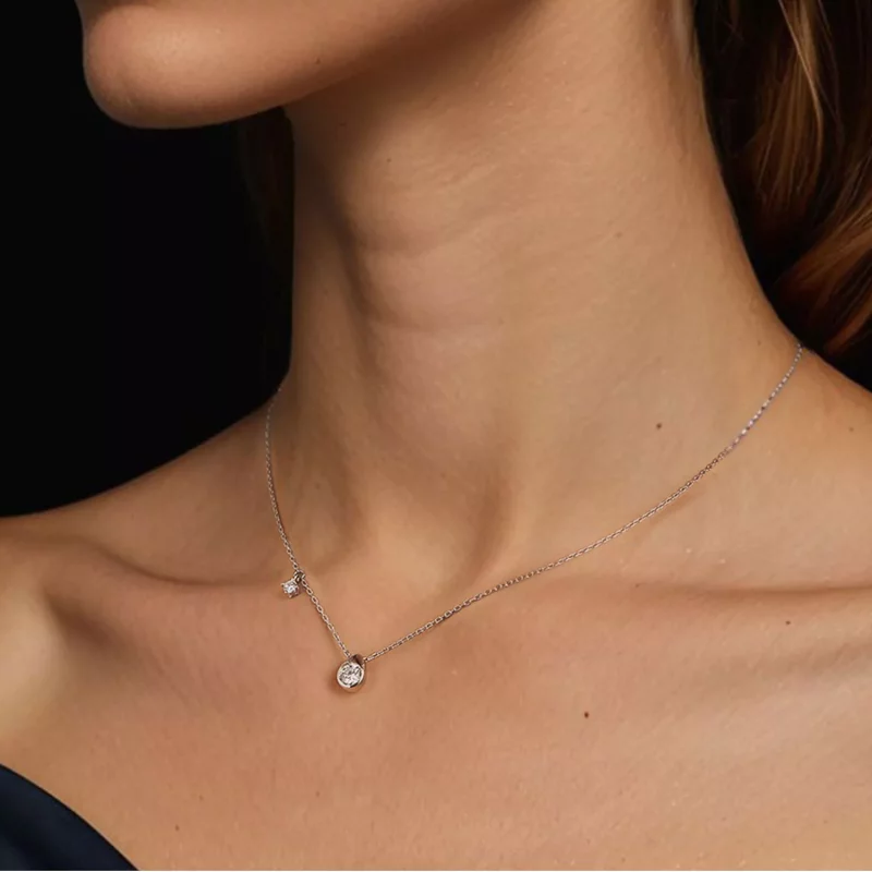 (afbeelding voor) PANDORA Style 0,5ct Moissanite druppel ketting (met één certificaat) - MSN037 - Bekijken 6
