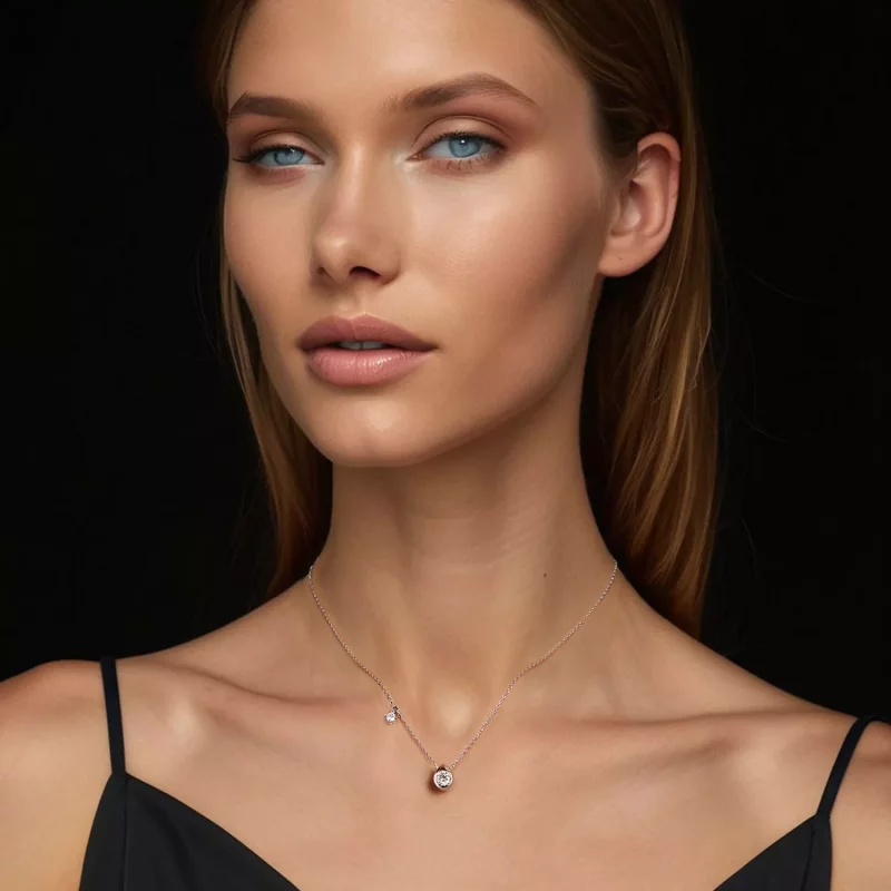(afbeelding voor) PANDORA Style 0,5ct Moissanite druppel ketting (met één certificaat) - MSN037 - Bekijken 7