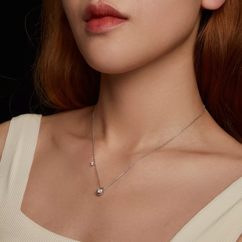 (afbeelding voor) PANDORA Style 0,5ct Moissanite druppel ketting (met één certificaat) - MSN037 - Bekijken 8