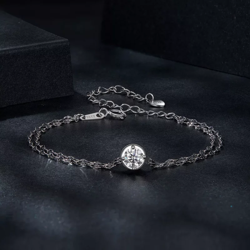 (afbeelding voor) PANDORA Style 0,5ct Moissanite dubbele tegelarmband (met één certificaat) - MSB0 - Bekijken 3