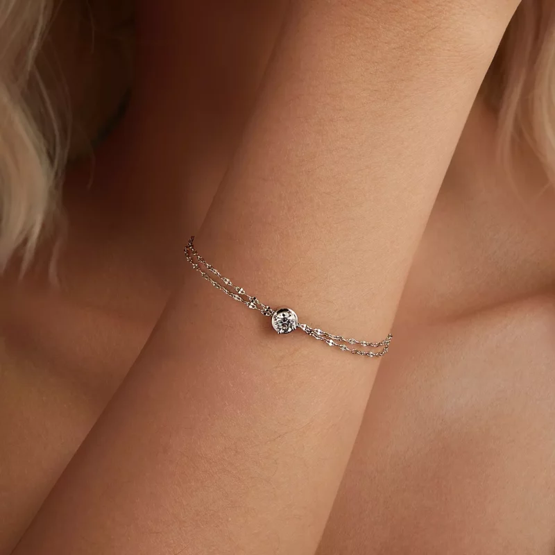 (afbeelding voor) PANDORA Style 0,5ct Moissanite dubbele tegelarmband (met één certificaat) - MSB0 - Bekijken 4