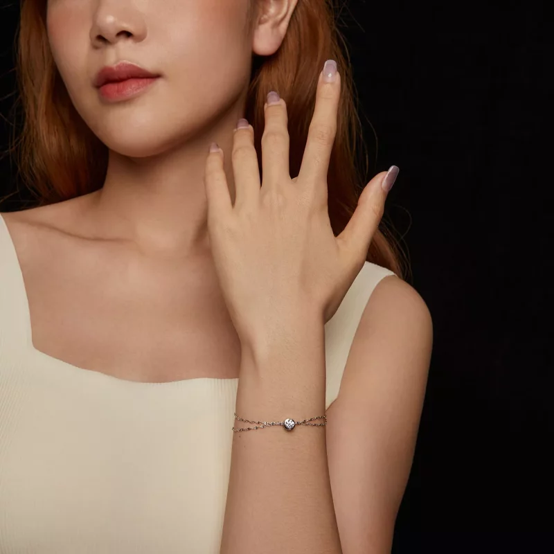 (afbeelding voor) PANDORA Style 0,5ct Moissanite dubbele tegelarmband (met één certificaat) - MSB0 - Bekijken 6