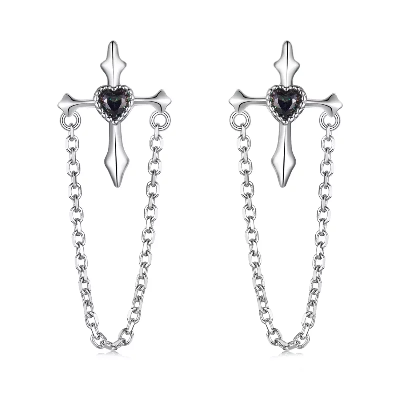 (afbeelding voor) PANDORA Style Chain kruis oorbellen - SCE1808