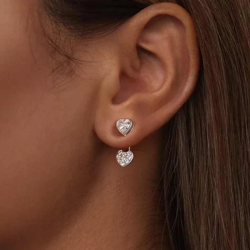 (afbeelding voor) PANDORA Style Hartvormige voor- en achterkant oorbellen - BSE1043 - Bekijken 6