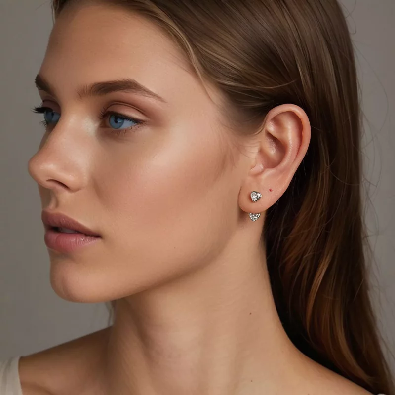 (afbeelding voor) PANDORA Style Hartvormige voor- en achterkant oorbellen - BSE1043 - Bekijken 7