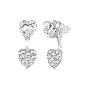 PANDORA Style Hartvormige voor- en achterkant oorbellen - BSE1043 (afbeelding voor) PANDORA Style Hartvormige voor- en achterkant oorbellen - BSE1043