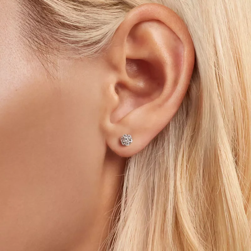 (afbeelding voor) PANDORA Style Moissanite oorbellen (met één certificaat) - MSE059 - Bekijken 5