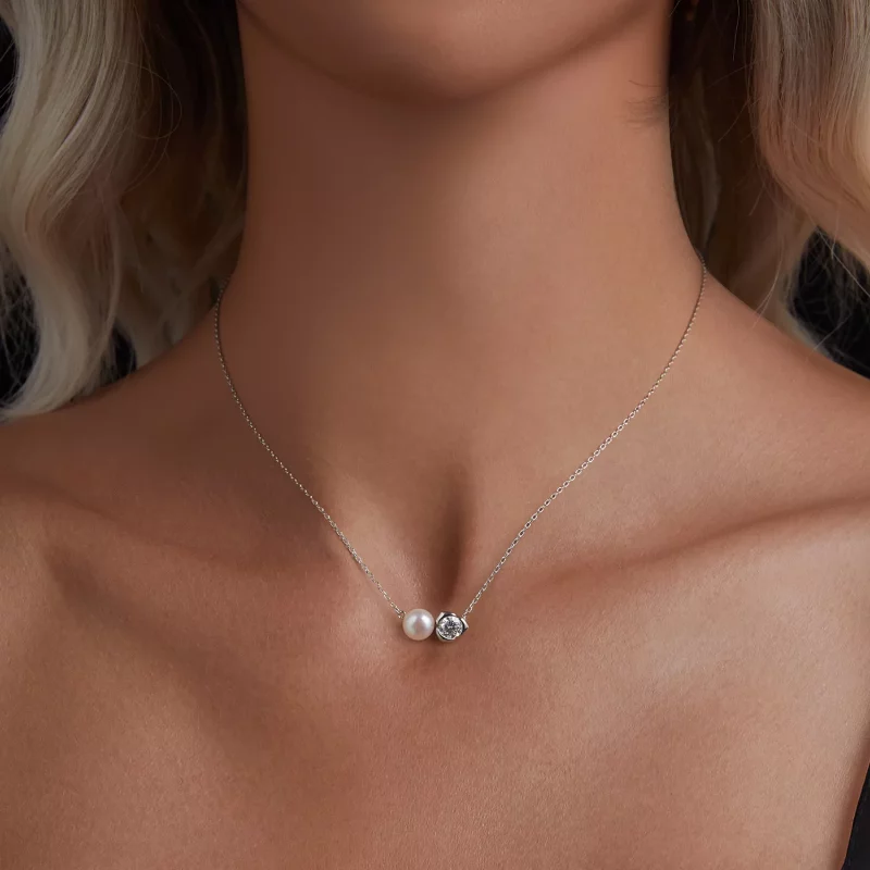 (afbeelding voor) PANDORA Style Moissanite Rose Ketting (met één certificaat) - MSN040 - Bekijken 4