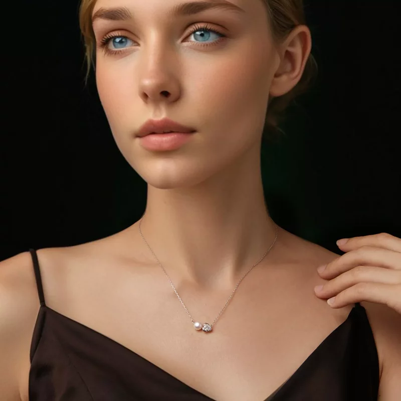 (afbeelding voor) PANDORA Style Moissanite Rose Ketting (met één certificaat) - MSN040 - Bekijken 5