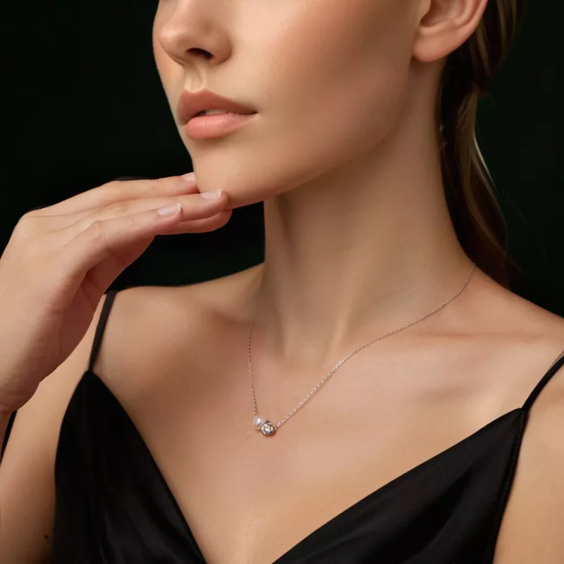 (afbeelding voor) PANDORA Style Moissanite Rose Ketting (met één certificaat) - MSN040 - Bekijken 6