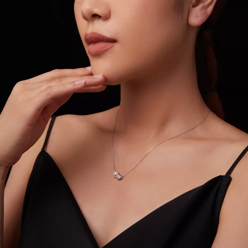 (afbeelding voor) PANDORA Style Moissanite Rose Ketting (met één certificaat) - MSN040 - Bekijken 8