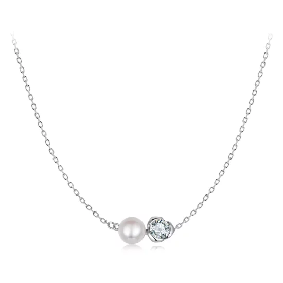 (afbeelding voor) PANDORA Style Moissanite Rose Ketting (met één certificaat) - MSN040