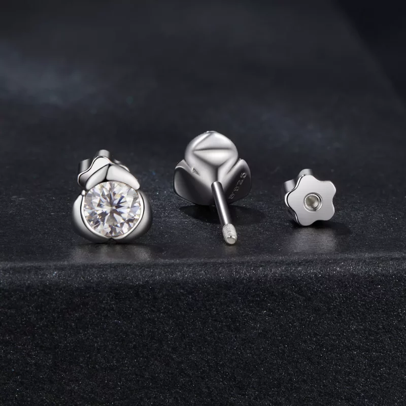 (afbeelding voor) PANDORA Style Moissanite Rose Oorbellen (met één certificaat) - MSE071 - Bekijken 2