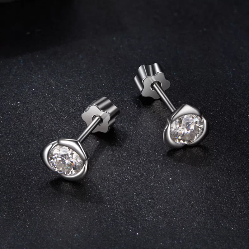 (afbeelding voor) PANDORA Style Moissanite Rose Oorbellen (met één certificaat) - MSE071 - Bekijken 3