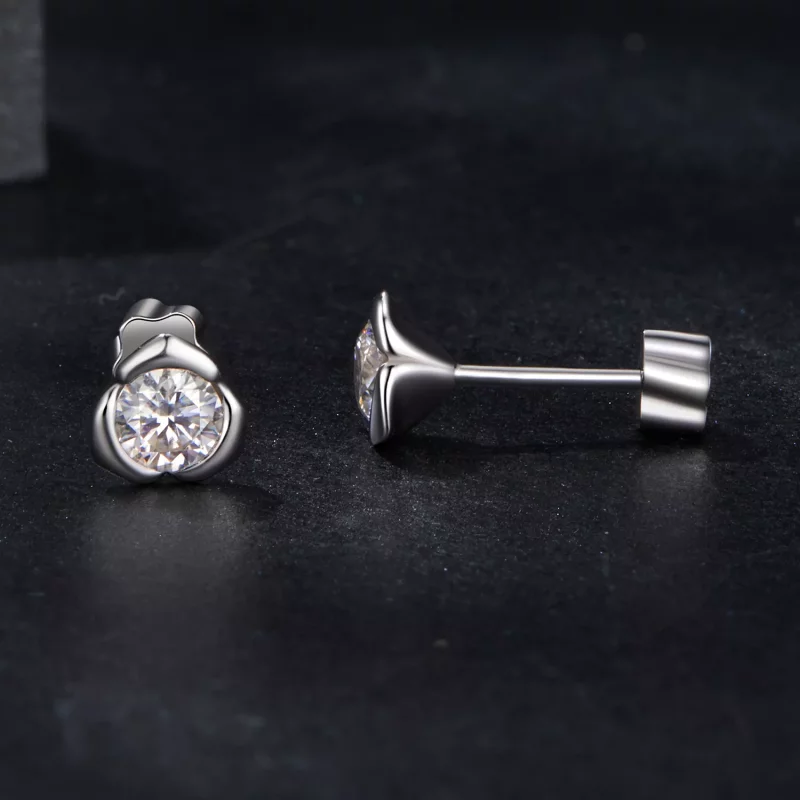 (afbeelding voor) PANDORA Style Moissanite Rose Oorbellen (met één certificaat) - MSE071 - Bekijken 4